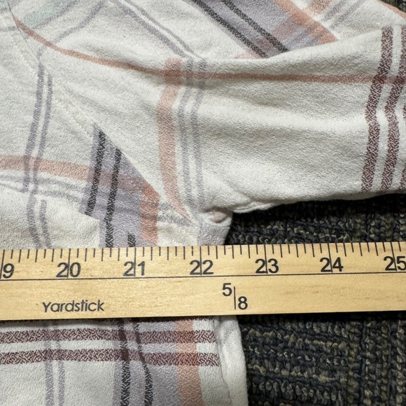 Shyanne Plaid Floral Embroidered Western Shirt Womens XL Cream Mauve Excellent - Picture 6 of 9